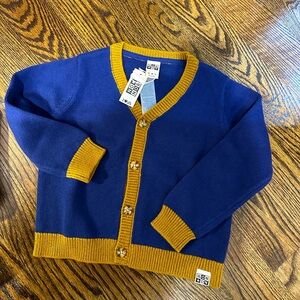 Bonton, blue contrast trim knit cardigan, size 6